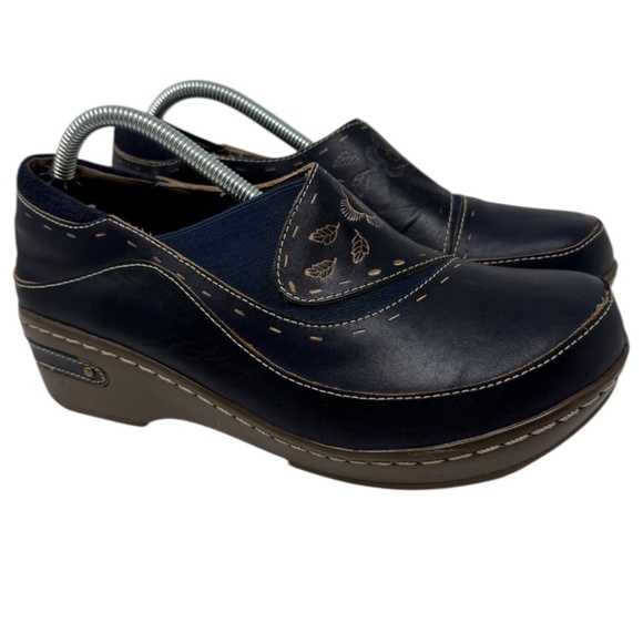 L'artiste Burbank Navy Slip On Clog Shoes - Picture 2 of 12